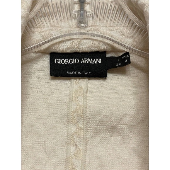 Giorgio Armani Cream‎ White 3 Button Blazer Jacket Size 4 Cotton Silk Stretch - Picture 5 of 7